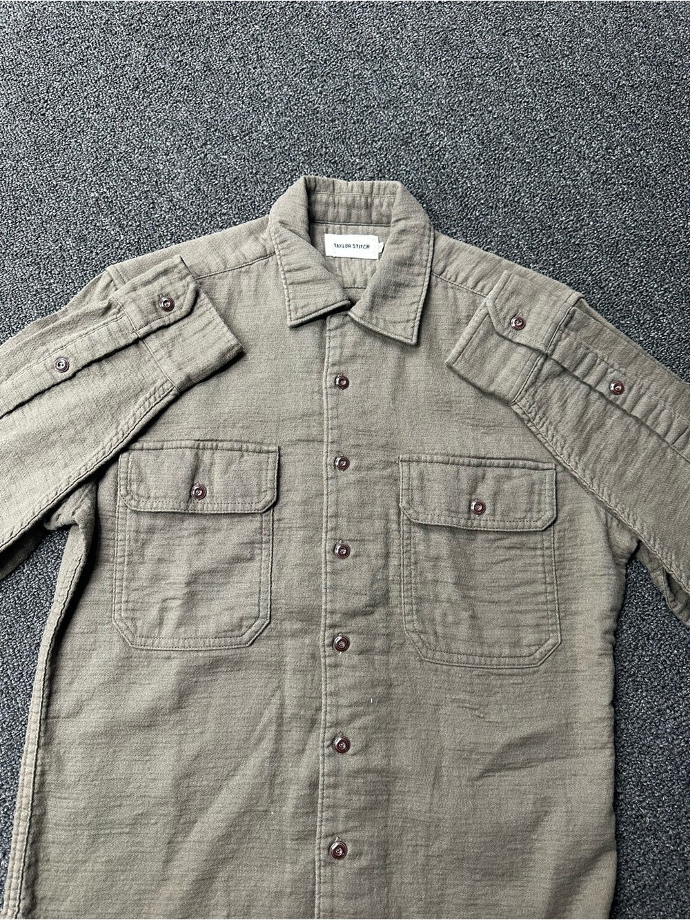 Taylor Stitch Shirt Mens 36 Brown Organic Cotton Long Sleeve Button Down
